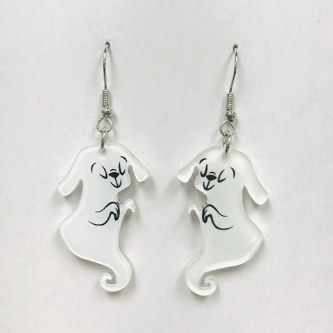 Ghost dog acrylic earrings