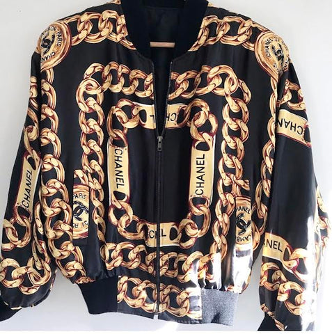 90's Chain Link print Bomber Jacket